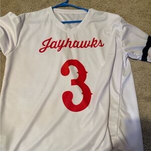 Kansas Jayahwks #3 White and Red Men's Jersey